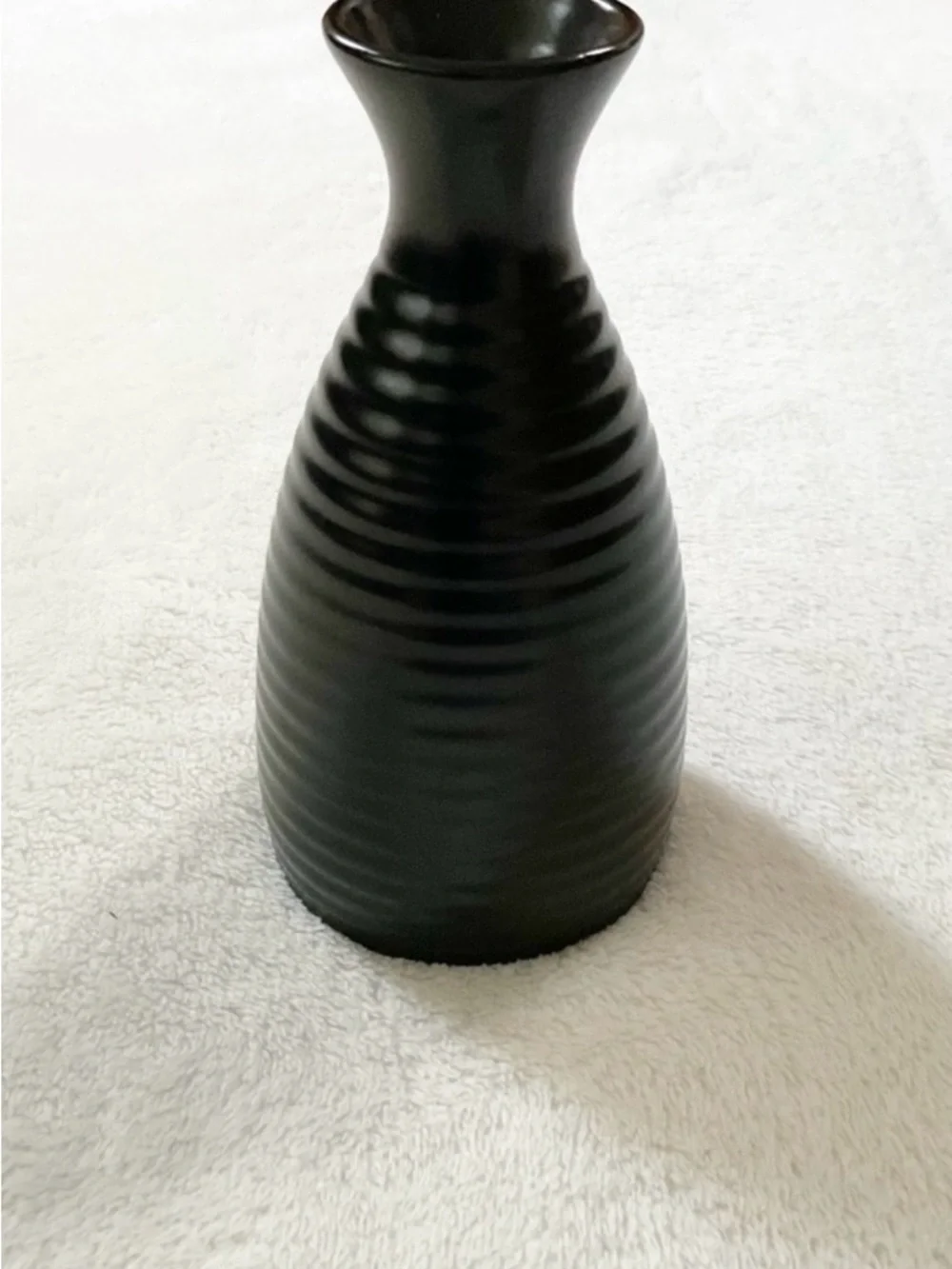 Pier 1 Ribbed Black Stoneware Bud Vase Modern Japandi Minimalist Decor